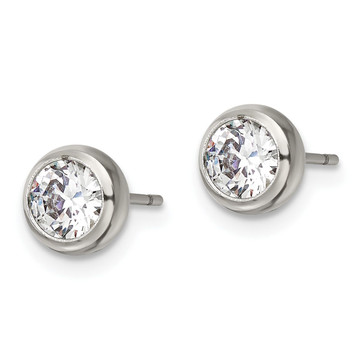 Polished 5mm Bezel CZ Stud Post Stainless Steel Earrings  product image Polished 5mm Bezel CZ Stud Post Stainless Steel Earrings  product image