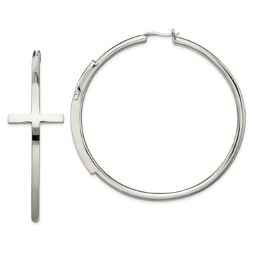 Large Cross Stainless Steel Hoop Earrings product image Large Cross Stainless Steel Hoop Earrings product image