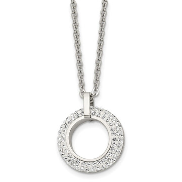 Stainless Steel White Enameled Open Circle Pendant Necklace product image Stainless Steel White Enameled Open Circle Pendant Necklace product image