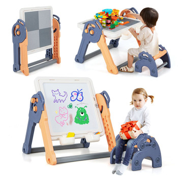 Kids' 6-in-1 Art Easel with Reversible Building Block Tabletop & Chair product image Kids' 6-in-1 Art Easel with Reversible Building Block Tabletop & Chair product image