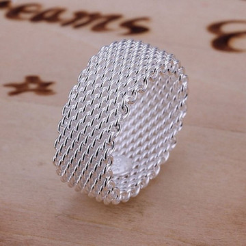 Sterling Silver-Plated Woven Mesh Ring product image Sterling Silver-Plated Woven Mesh Ring product image