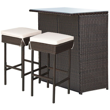 Costway 3-Piece Patio Rattan Wicker Bar Dining Set product image Costway 3-Piece Patio Rattan Wicker Bar Dining Set product image