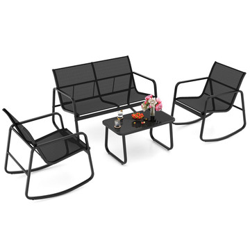 4-Piece Patio Rocking Set with Glass-Top Table product image 4-Piece Patio Rocking Set with Glass-Top Table product image