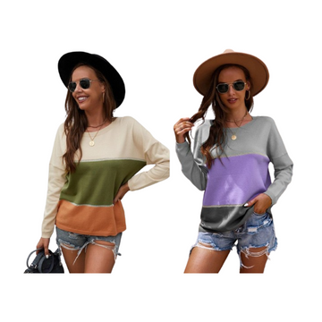 Women's Colorblock Long Sleeve Knit Sweater product image Women's Colorblock Long Sleeve Knit Sweater product image