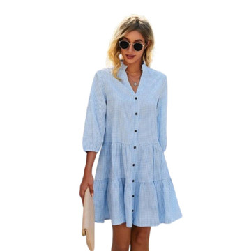 Button Front V-Neck Tiered Dress product image Button Front V-Neck Tiered Dress product image