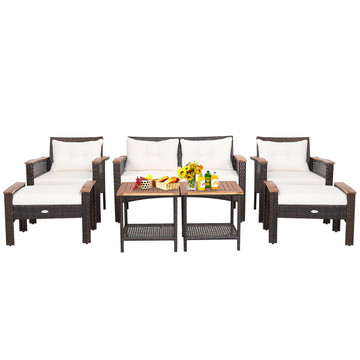 7-Piece Patio Rattan Cushioned Conversation Furniture Set product image 7-Piece Patio Rattan Cushioned Conversation Furniture Set product image