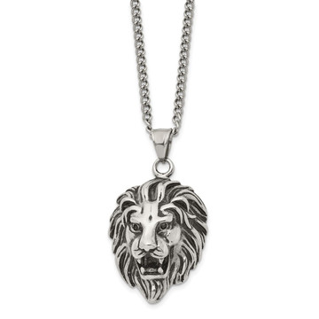 Stainless Steel Antiqued and Polished 24-inch Lion Head Necklace product image Stainless Steel Antiqued and Polished 24-inch Lion Head Necklace product image