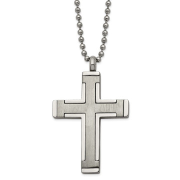 Titanium 22-in Brushed and Polished Cross Necklace product image Titanium 22-in Brushed and Polished Cross Necklace product image