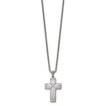 19.5in Stainless Steel Brushed and Polished Cross Necklace product image 19.5in Stainless Steel Brushed and Polished Cross Necklace product image