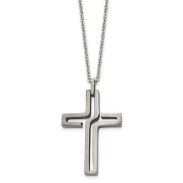 Antiqued 20-inch  Brushed Stainless Steel Cross Necklace product image Antiqued 20-inch  Brushed Stainless Steel Cross Necklace product image