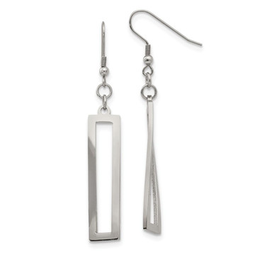 Polished Stainless Steel Twisted Rectangle Dangle Earrings  product image Polished Stainless Steel Twisted Rectangle Dangle Earrings  product image
