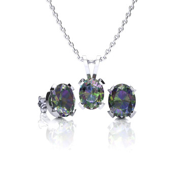 3-Carat Oval Mystic Topaz Necklace & Earring Set in Sterling Silver product image 3-Carat Oval Mystic Topaz Necklace & Earring Set in Sterling Silver product image