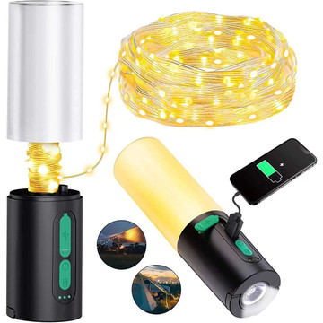 4-in-1 Rechargeable Camping Lantern Waterproof  with LED String Light Torch 4000mAh, Dimmable for Tents Garden Bedroom Emergency Hiking product image 4-in-1 Rechargeable Camping Lantern Waterproof  with LED String Light Torch 4000mAh, Dimmable for Tents Garden Bedroom Emergency Hiking product image