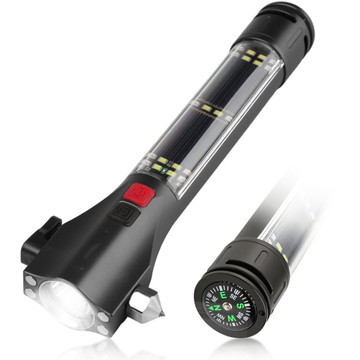 Car Safety Hammer Flashlight  LED High Lumens Rechargeable Solar Powered Escape Kit, Window Glass Breaker and Seatbelt Cutter(Black) product image Car Safety Hammer Flashlight  LED High Lumens Rechargeable Solar Powered Escape Kit, Window Glass Breaker and Seatbelt Cutter(Black) product image