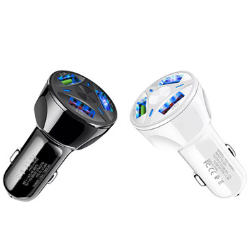 3-Port USB Car Quick Charger with Light-up LED Indicators product image