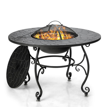 35.5-Inch Patio Fire Pit Dining Table with Cooking BBQ Grate product image