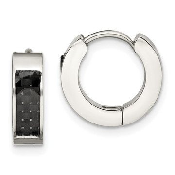 Stainless Steel Hoop Earrings with Carbon Fiber Inlay product image Stainless Steel Hoop Earrings with Carbon Fiber Inlay product image