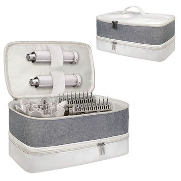 Travel Carrying Case for Hair Dryer Bag Double-Layer Beauty Styler Organizer Hair Tool Storage Bag Hairdryer Accessories-White product image Travel Carrying Case for Hair Dryer Bag Double-Layer Beauty Styler Organizer Hair Tool Storage Bag Hairdryer Accessories-White product image