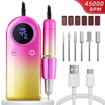 45000RPM Nail Drill Machine Rechargeable Nail File Nails Accessories Gel Nail Polish Sander Professional Tool Manicure Set Color Gradient Gold product image 45000RPM Nail Drill Machine Rechargeable Nail File Nails Accessories Gel Nail Polish Sander Professional Tool Manicure Set Color Gradient Gold product image