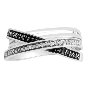 0.08-Carat Black and White 8-Diamond Crossover Ring (Size 7) product image