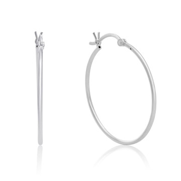 Sterling Silver 1.2mm-Wide 1-Inch Hoop Earrings product image Sterling Silver 1.2mm-Wide 1-Inch Hoop Earrings product image