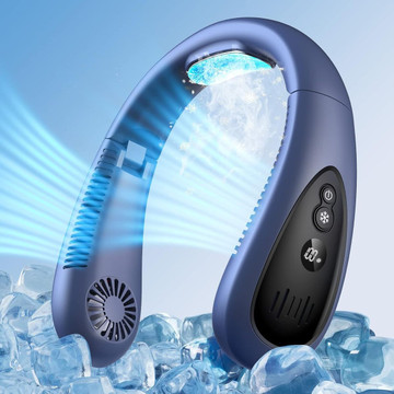 Neck Air Conditioner, 5000mAh Portable Neck Fan with Semiconductor Cooling Airflow Bladeless USB Rechargeable 3 Speed Personal Fan, Blue product image Neck Air Conditioner, 5000mAh Portable Neck Fan with Semiconductor Cooling Airflow Bladeless USB Rechargeable 3 Speed Personal Fan, Blue product image