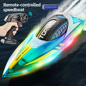 RC Boat for Kids 8-12,  Fast Remote Control Boat with LED Lights, 2.4G RC Electric Boats Pool and Lakes Toys for Adults (Transparent Blue) product image RC Boat for Kids 8-12,  Fast Remote Control Boat with LED Lights, 2.4G RC Electric Boats Pool and Lakes Toys for Adults (Transparent Blue) product image