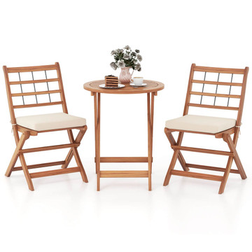 3-Piece Acacia Wood Patio Bistro Set with Cushions product image 3-Piece Acacia Wood Patio Bistro Set with Cushions product image