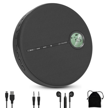 Rechargeable Portable CD Player with Bluetooth, Compact Anti-Skip Walkman CD Player, Black product image Rechargeable Portable CD Player with Bluetooth, Compact Anti-Skip Walkman CD Player, Black product image
