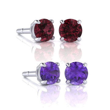 1/2-Carat Gemstone Stud Earrings in Sterling Silver product image 1/2-Carat Gemstone Stud Earrings in Sterling Silver product image