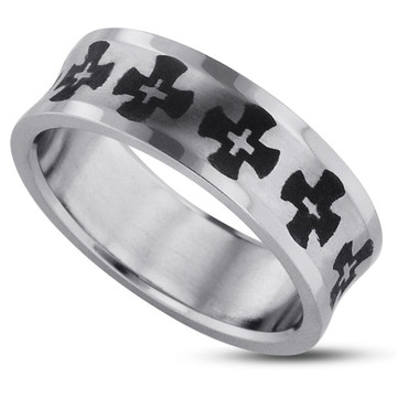 8mm Men's Cross Titanium Ring Wedding Band product image 8mm Men's Cross Titanium Ring Wedding Band product image