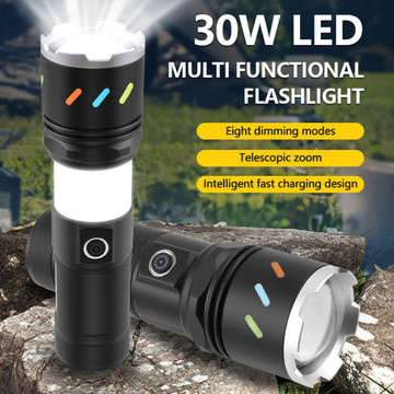 30W LED Flashlight High Power USB Rechargeable 800 Meters Torch Light High Lumens Camping Linterna Outdoor Use product image 30W LED Flashlight High Power USB Rechargeable 800 Meters Torch Light High Lumens Camping Linterna Outdoor Use product image