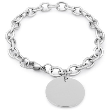 Personalized Dangling Circle Tag Bracelet in Stainless Steel product image Personalized Dangling Circle Tag Bracelet in Stainless Steel product image