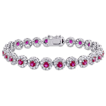 7-Inch Red Cubic Zirconia & White Sapphire Sterling Silver Bracelet product image 7-Inch Red Cubic Zirconia & White Sapphire Sterling Silver Bracelet product image