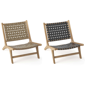 Modern Armless Teakwood Lounge Chair with Nylon Woven Backrest & Seat product image
