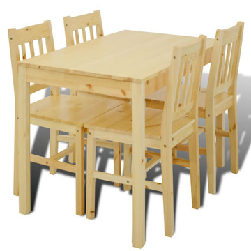 Wooden Dining Table with 4 Chairs Natural product image Wooden Dining Table with 4 Chairs Natural product image
