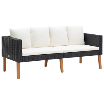 2-Seater Patio Sofa with Cushions Poly Rattan Black product image 2-Seater Patio Sofa with Cushions Poly Rattan Black product image