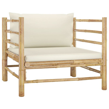 Patio Sofa with Cream White Cushions Bamboo product image