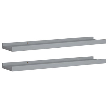 Picture Frame Ledge Shelves 2 pcs Gray 23.6"x3.5"x1.2" MDF product image