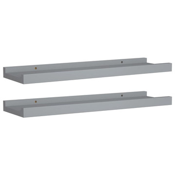 Picture Frame Ledge Shelves 2 pcs Gray 15.7"x3.5"x1.2" MDF product image