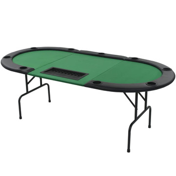 9-Player Folding Poker Table 3 Fold Oval Green product image 9-Player Folding Poker Table 3 Fold Oval Green product image