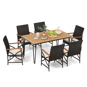 7-Piece Patio Dining Set With Acacia Wood Dining Table product image