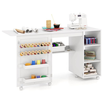 Folding Sewing Table with Storage Shelves and Bins product image Folding Sewing Table with Storage Shelves and Bins product image