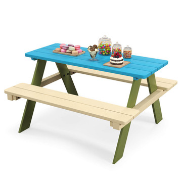 Kids' Wooden Picnic Table Set with Built-in Benches product image Kids' Wooden Picnic Table Set with Built-in Benches product image