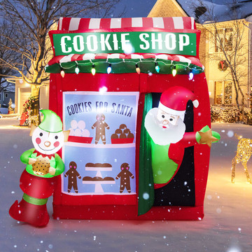 6.3-Foot Inflatable Gingerbread Cookie Shop with Santa Clause product image
