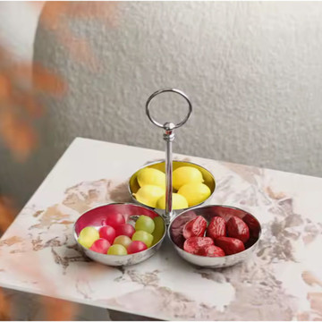 Elegant Triple Bowl Serving Tray for Fruit, Nuts, and Snacks  product image