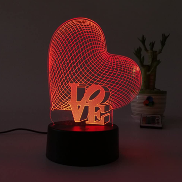 3D Heart LED Color-Changing Night Light with Remote Control product image 3D Heart LED Color-Changing Night Light with Remote Control product image