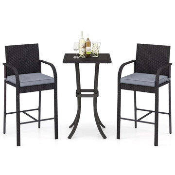 3-Piece Patio Wicker Bar Set with Rattan Chairs product image 3-Piece Patio Wicker Bar Set with Rattan Chairs product image