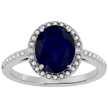 3-1/2-Carat Sapphire & Diamond Halo Ring in Platinum Overlay product image 3-1/2-Carat Sapphire & Diamond Halo Ring in Platinum Overlay product image
