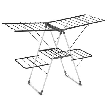 2-Tier Adjustable Clothes Drying Rack with 33 Drying Rails & Gullwing Design product image